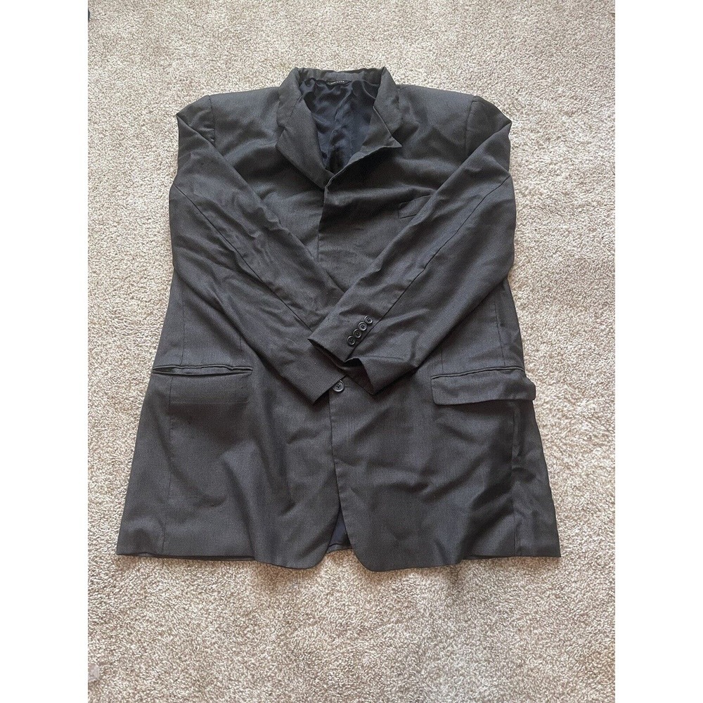 Water Morton Blazer Mens 48 L Black Grey Checked Suit Top 100% Wool